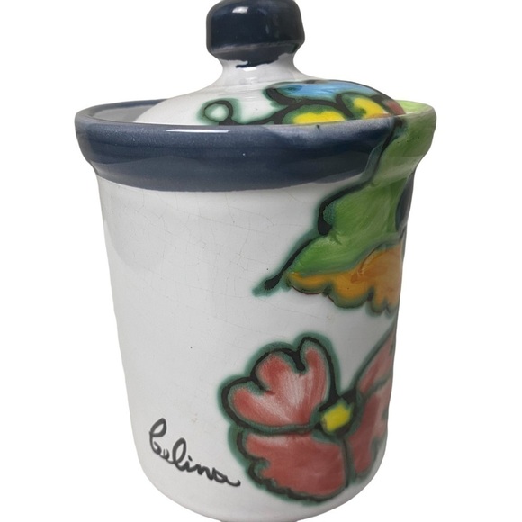Celina Signed Hand painted Portugal 6” Lidded Jar Grape Floral EUC - Picture 4 of 8